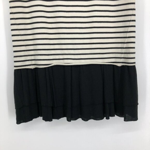 Free People Beach Striped ShortSleeve RoundNeck Top w Black Ruffle Peplum Hem XS - Picture 5 of 14